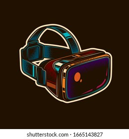 Original vector illustration. Virtual reality glasses in vintage style.