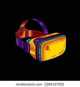 Original vector illustration. Virtual reality glasses in neon style. T-shirt design, design element.