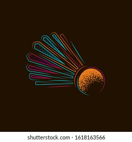 Original vector illustration. White badminton accessory in vintage style. Shuttlecock.