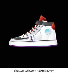 Original vector illustration. White stylish sneakers for sports.