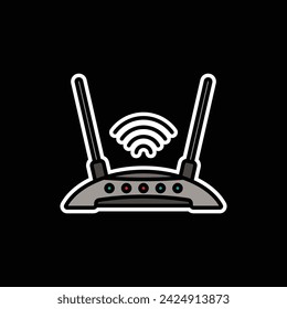 Original vector illustration. Wi-Fi router. A contour icon. Hand drawn, not AI