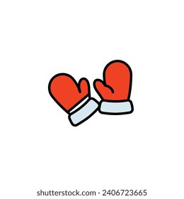 Original vector illustration. The winter mittens icon. Hand drawn, not AI