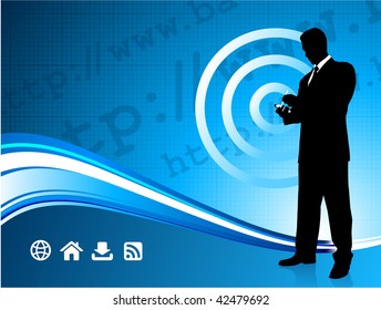 Original Vector Illustration: Wireless internet background with modern businessman File is AI8 compatible