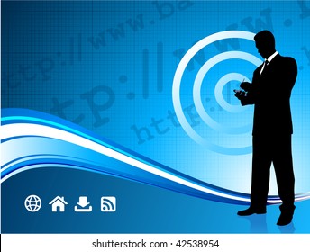 Original Vector Illustration: Wireless internet background with modern businessman File is AI8 compatible