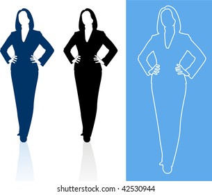 Original Vector Illustration: Young business woman silhouettes AI8 compatible