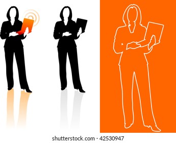 Original Vector Illustration: Young business woman silhouettes AI8 compatible