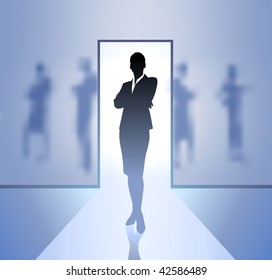 Original Vector Illustration: Young business woman silhouettes AI8 compatible