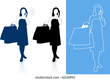 Original Vector Illustration: Young sexy girl silhouette AI8 compatible