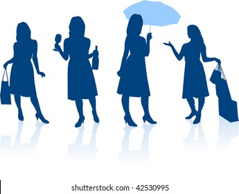 Original Vector Illustration: Young sexy girl silhouette AI8 compatible