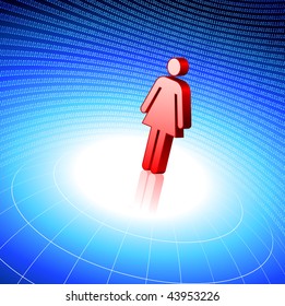 Original Vector Illustration:stick figure on binary code business background AI8 compatible