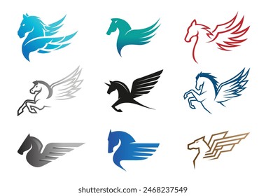Vector Original De Pegasus Juego De Colección De Caballos Logotipo Icono De Vector Ilustración De Diseño De Símbolo ( Arte vectorial No Contenido De AI )
