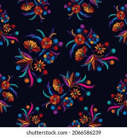 Original vector seamless pattern of flowers in vintage style. A design element.