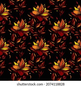 Original vector seamless pattern of flowers in vintage style. A design element.