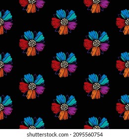 Original vector seamless pattern of flowers in vintage style. A design element.