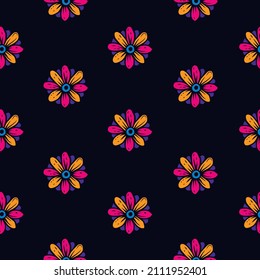 Original vector seamless pattern of flowers in vintage style. A design element.