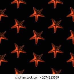 Original vector seamless pattern in vintage style. The starfish. Original vector illustration in vintage style. A design element.