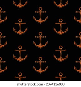 Original vector seamless pattern in vintage style. The anchor of the ship. Original vector illustration in vintage style. A design element.