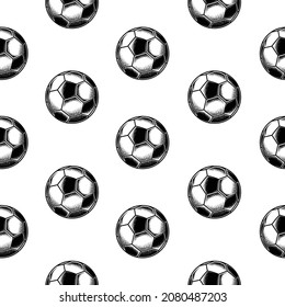 Original vector seamless pattern in vintage style. Original monochrome vector illustration of a retro style soccer ball. A design element.