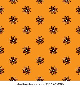 Original vector seamless pattern of vintage-style flowers on a yellow background. A design element.