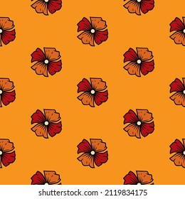 Original vector seamless pattern of vintage-style flowers on a yellow background. A design element.