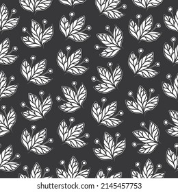 Original vector seamless pattern of vintage-style flowers on a black background. A design element.