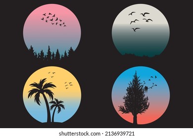 Original vector vintage set. Retro sunset collection Free Vector