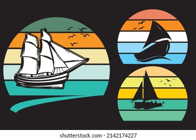 Original vector vintage set. Retro sunset collection Vector, Retro T-shirt Designs