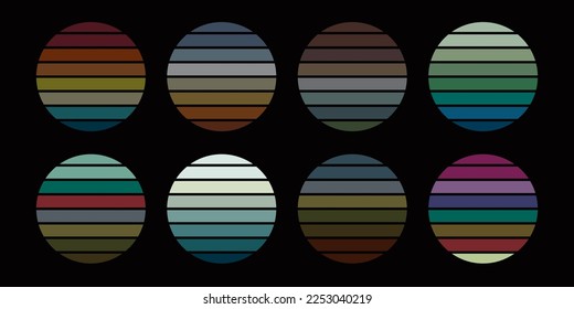 Original vector vintage set. Retro sunset collection.