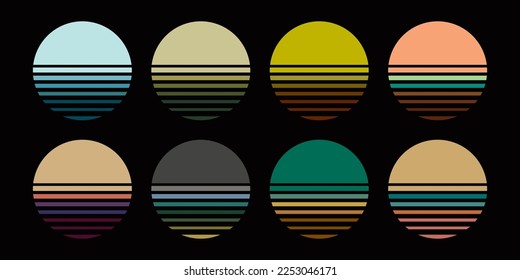 Original Vintage Set. Retro Sunset Kollektion.