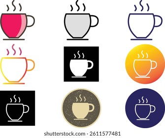 Original Vectors of Coffee Cups Logo Art Symbol Design Icons Illustration Various colors icon set Vector Art Creation Not AI Content)	