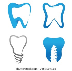 Original Vectors of dental implant set collection logo vector icon design symbol illustration ( not AI Content )