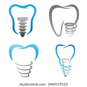Original Vectors of dental implant set collection logo vector icon design symbol illustration ( not AI Content )