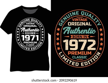 Original vintage authentic born in 1972 retro typography design for t-shirts, posters, and mugs.