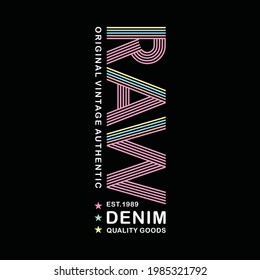 Original vintage authentic, raw denim, typography graphic design, for t-shirt prints, vector illustration