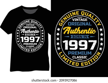 Original vintage birth year 1997 typography design for t-shirt, poster, and mug