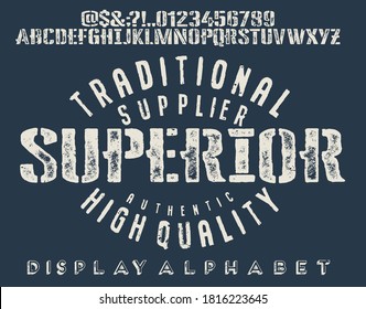 Original vintage Denim print  for t-shirt or apparel. Old school vector graphic for fashion and printing. Hand drawn  calligraphy typeface. 