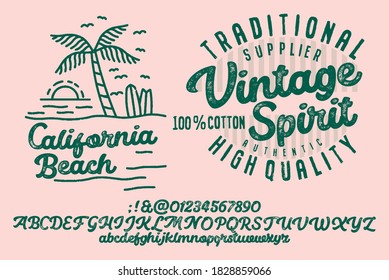 Original vintage Denim print  for t-shirt or apparel. Old school vector graphic for fashion and printing. Hand drawn  calligraphy typeface. 