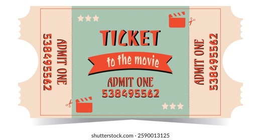 Original Vintage old design ticket. Admit one pass for festival, thematic party, cinema, theater or special occasions