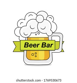Original vintage retro line art badge logo design template for beer house, bar, pub, brewing company, brewery, tavern, taproom, beerhouse, dramshop, restaurant