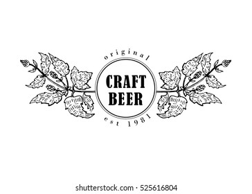 Original vintage retro line art badge logo for beer house, bar, pub, brewing company, brewery, tavern, taproom, alehouse, beerhouse, dramshop restaurant