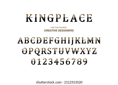 Original vintage royal font. Set of letters and numbers in retro style. Symbols for creative design template. Flat illustration EPS10