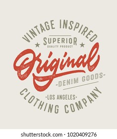 Original Vintage Textured Hand Lettered T Shirt Graphics. Typography Apparel Fashion Design. Vector Typographic Badge.