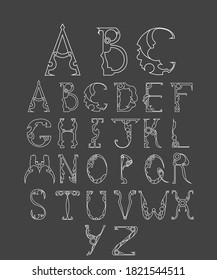 original vintage vector font on white and black background