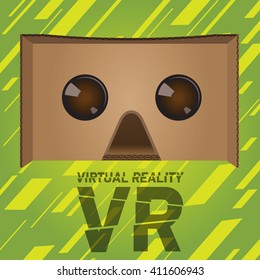 Original virtual reality cardboard headset device. Realistic VR headsets.