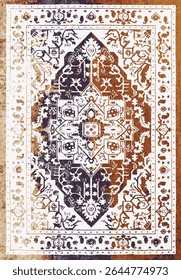 Original Washed out effect Vector Carpet design and illustration with grunge texture 
