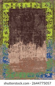 Original Washed out effect Vector Carpet design and illustration with grunge texture 
