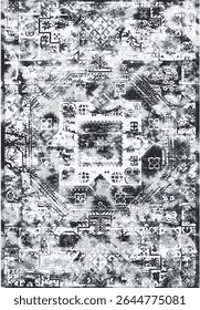 Original Washed out effect Vector Carpet design and illustration with grunge texture 
