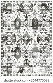 Original Washed out effect Vector Carpet design and illustration with grunge texture 
