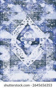 Original Washed out effect Vector Carpet design and illustration with grunge texture 
