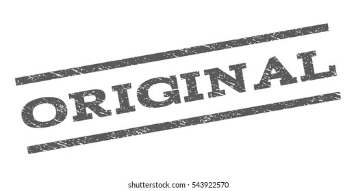 Original watermark stamp. Text tag between parallel lines with grunge design style. Rubber seal stamp with scratched texture. Vector grey color ink imprint on a white background.